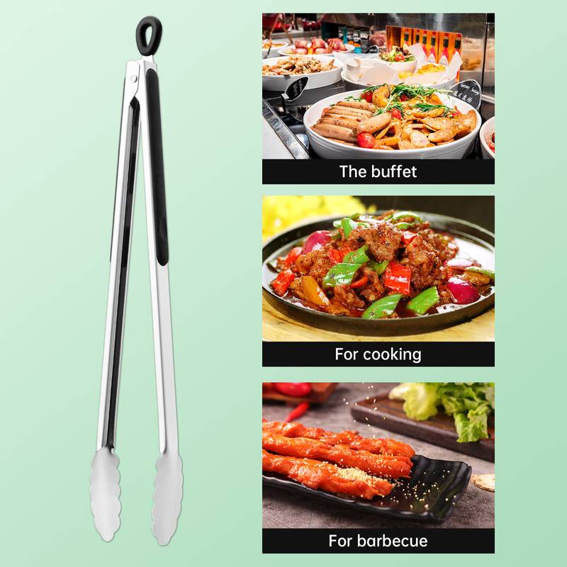 1pc Grill Tongs, Extra Long Kitchen Tongs, Premium Stainless Steel Tongs For Cooking, Grilling, Barbecue Buffet