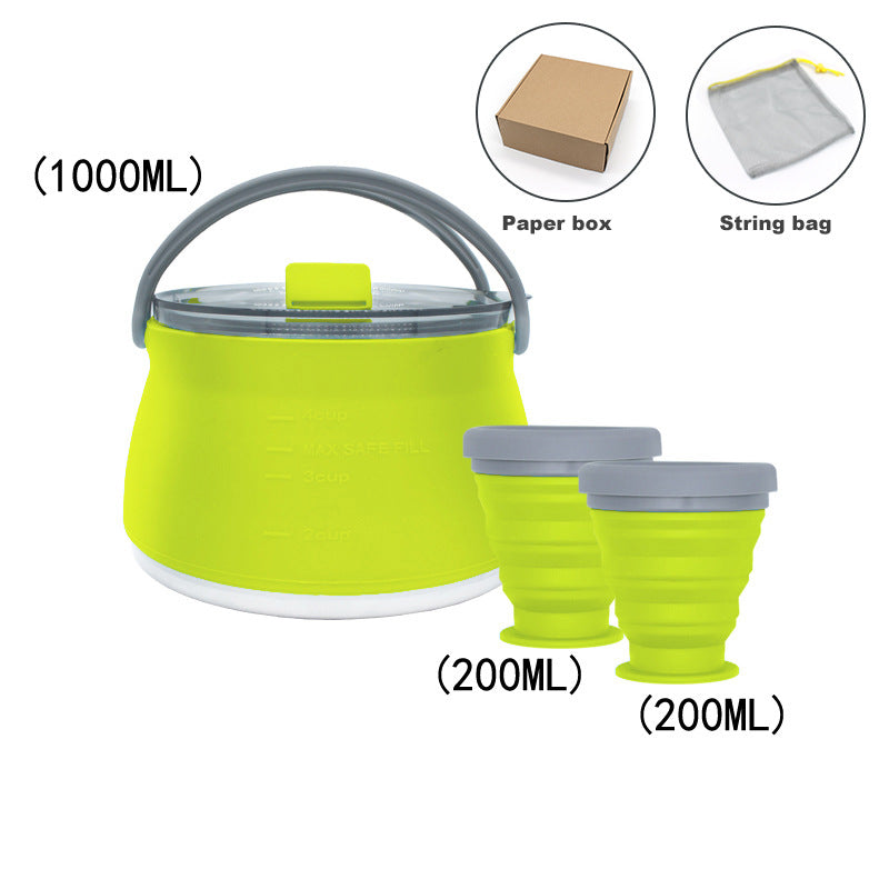 Outdoor camping cookware suit folding kettle silicone coffee cup portable self-driving tour Amazon combination