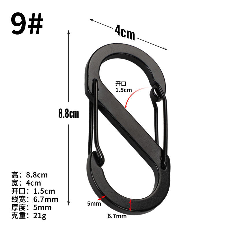 D-shaped gourd-shaped all-black aluminum alloy mountaineering buckle bluetooth ear shell hook mini key chain jewelry accessories