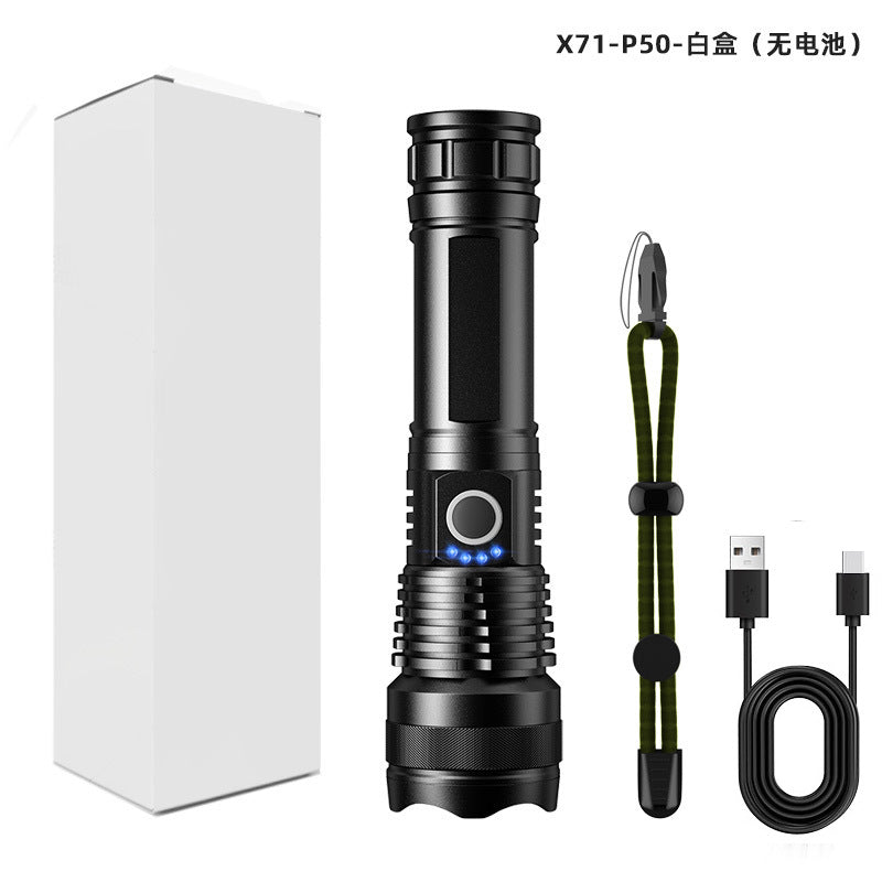 Cross-border USB chargeable Aluminum-Alloy zoomable Flashlight